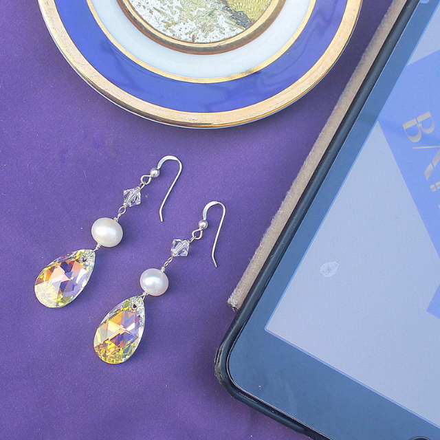 Inumidun Pearl, Crystal and Sterling Silver Earrings