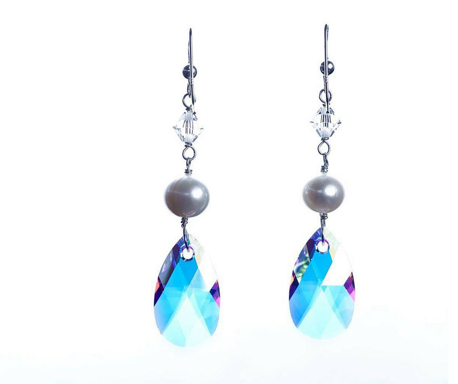 Inumidun Pearl, Crystal and Sterling Silver Earrings