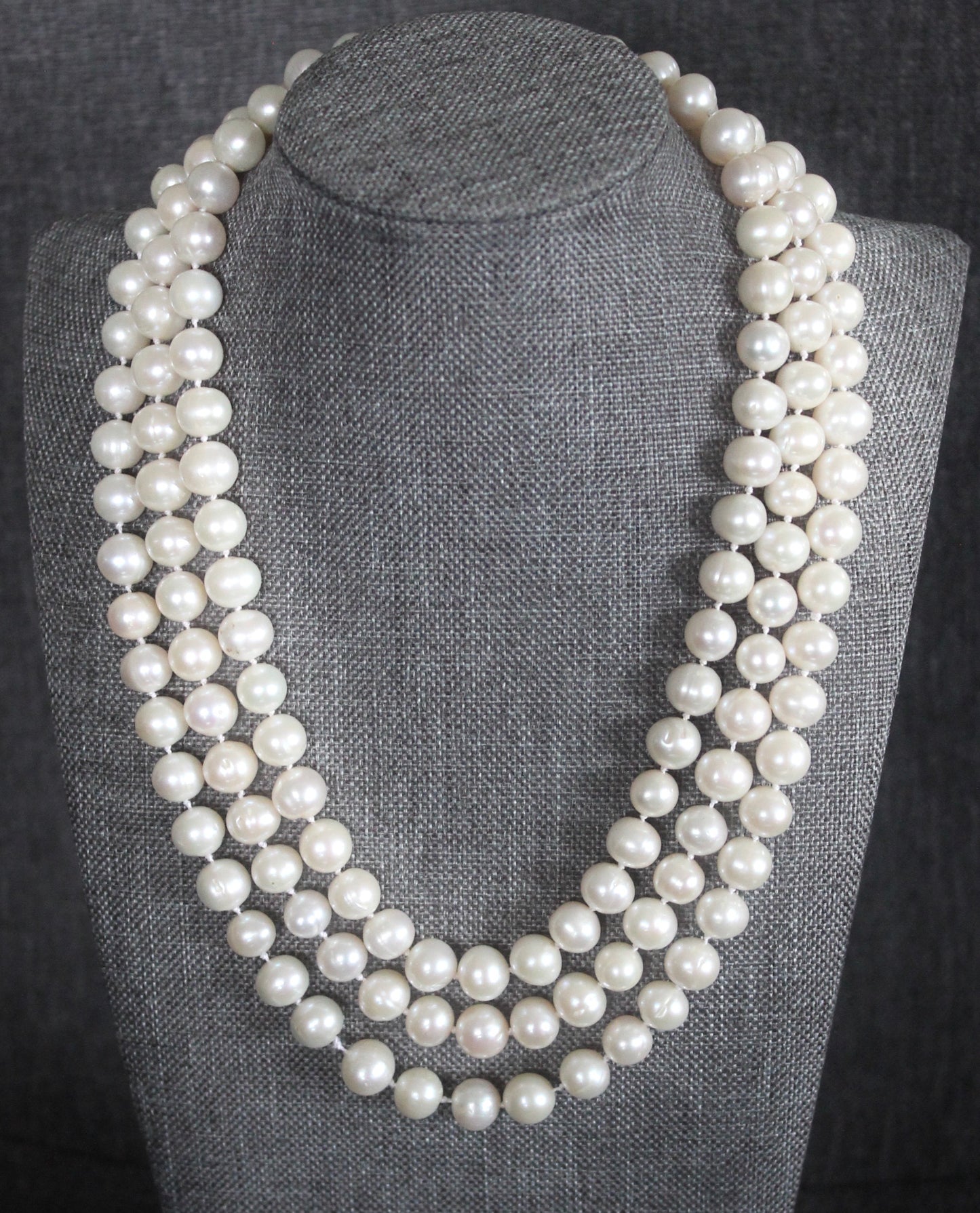 Marian 3 strand individually clasped Pearl Necklace