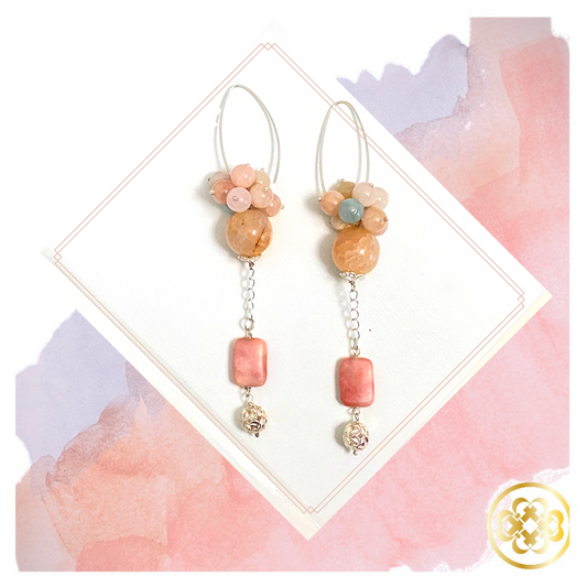 Kikelomo Sponge Quartz, Aquamarine,Morganite and Heliodor Earrings