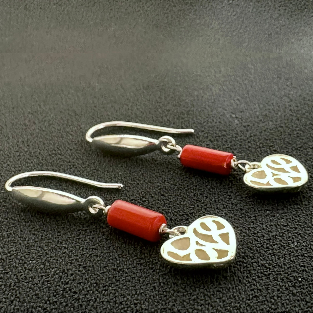 L-O-V-E Heart coral earrings