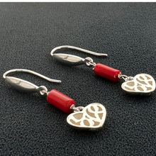 Load image into Gallery viewer, L-O-V-E Heart coral earrings