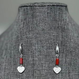 L-O-V-E Heart Crystal & Coral Necklace and Earring Set