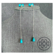 Load image into Gallery viewer, Tosin Turquoise and Swarovski Threader Earrings