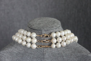 Marian 3 strand individually clasped Pearl Necklace